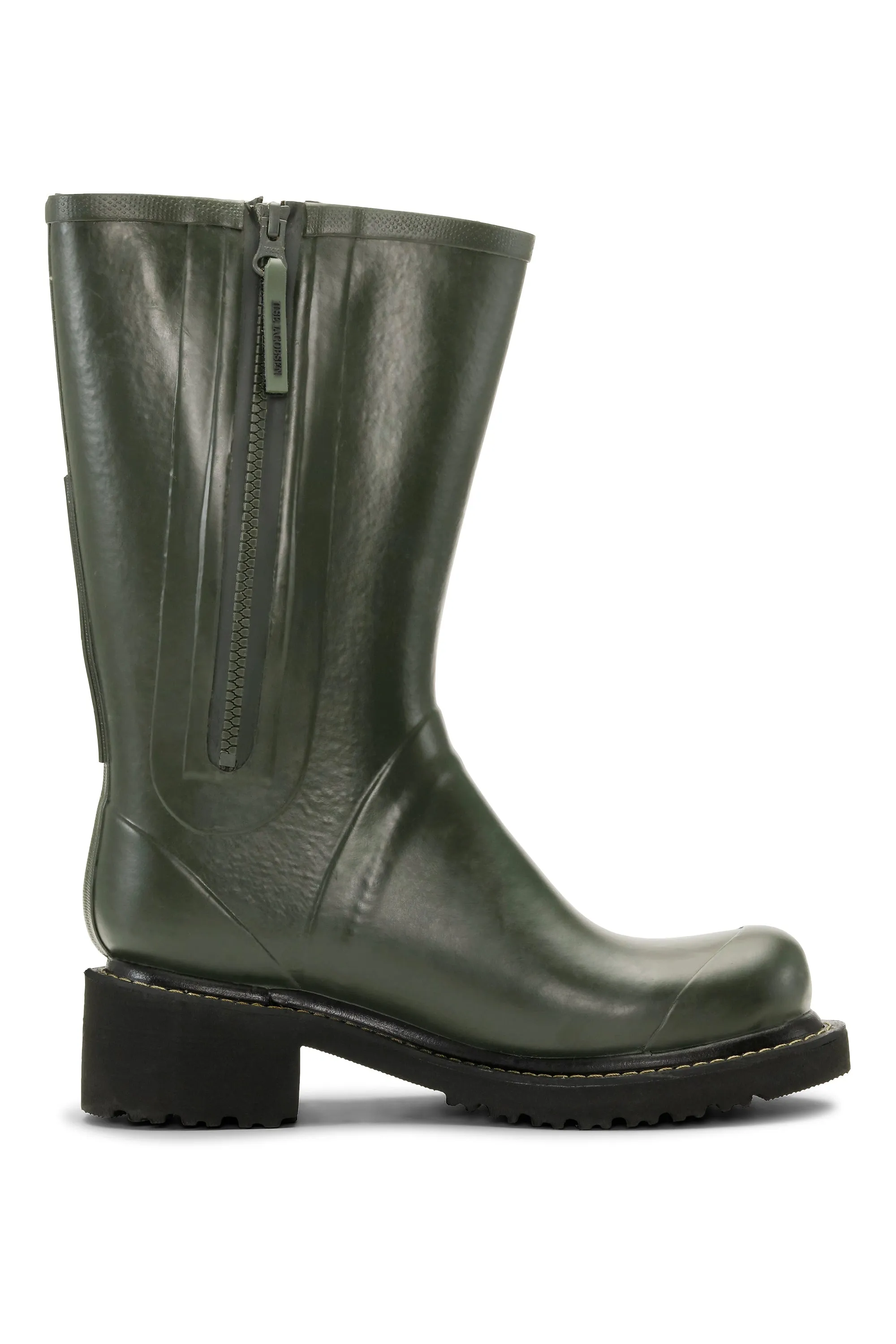 3/4 Rubber Boots With Zip - Army