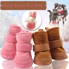 4Pcs/Set Cute Dog Boots - Outdoor Snow Walking Non-slip Puppy Sneakers - Comfortable Pet Winter Warm Shoes