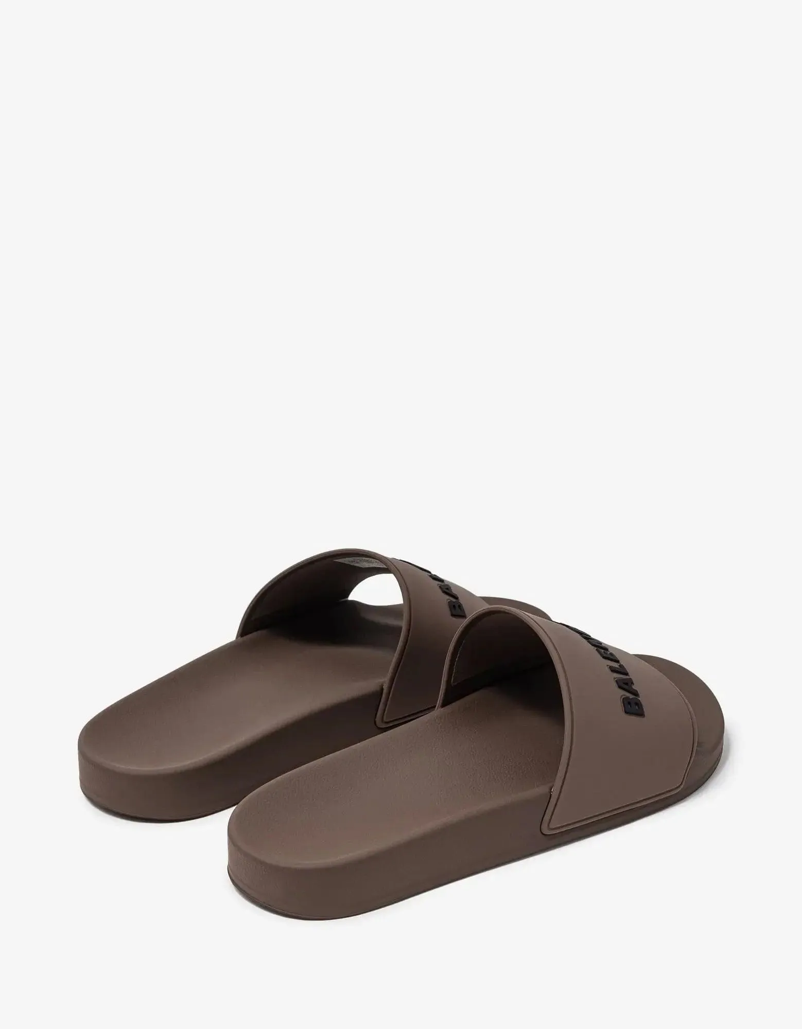 Balenciaga Taupe Logo Slide Sandals