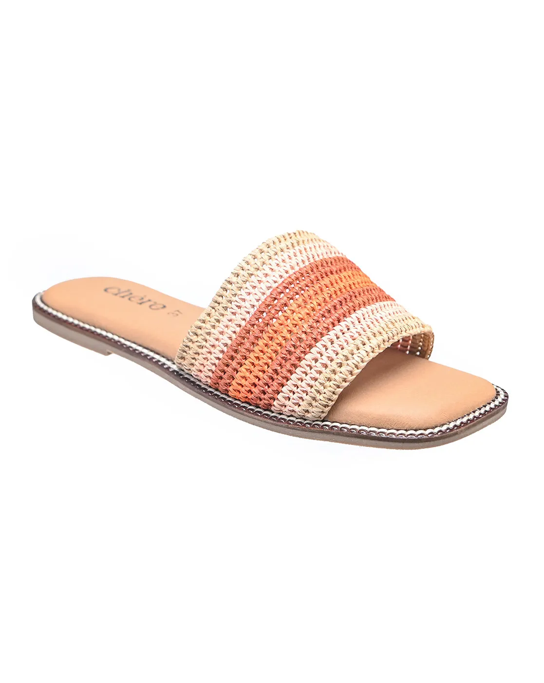 Beige Woven Comfort Flats for Women