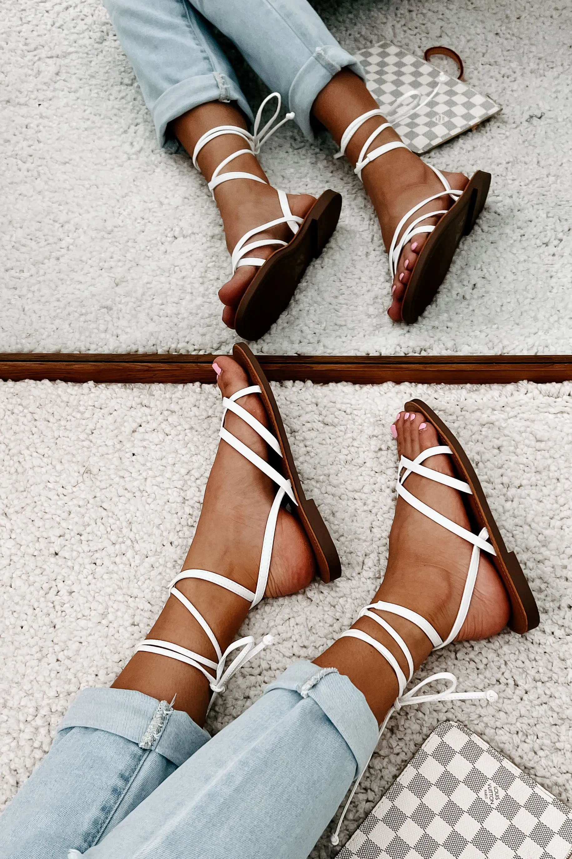 Daniella Lace-Up Sandals (White)