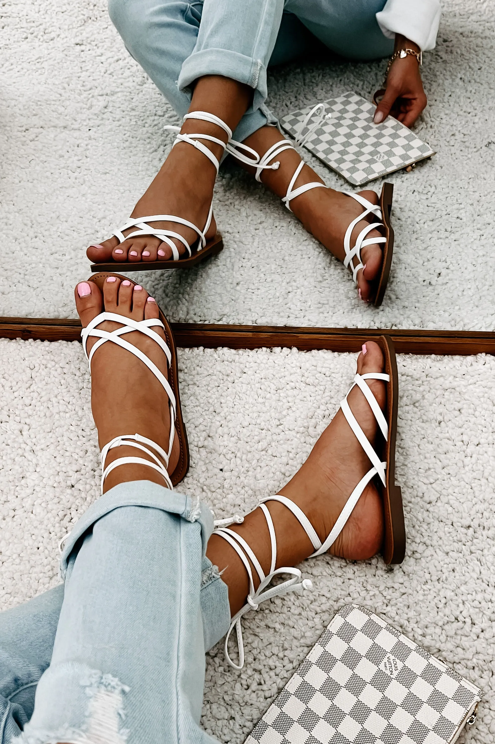 Daniella Lace-Up Sandals (White)