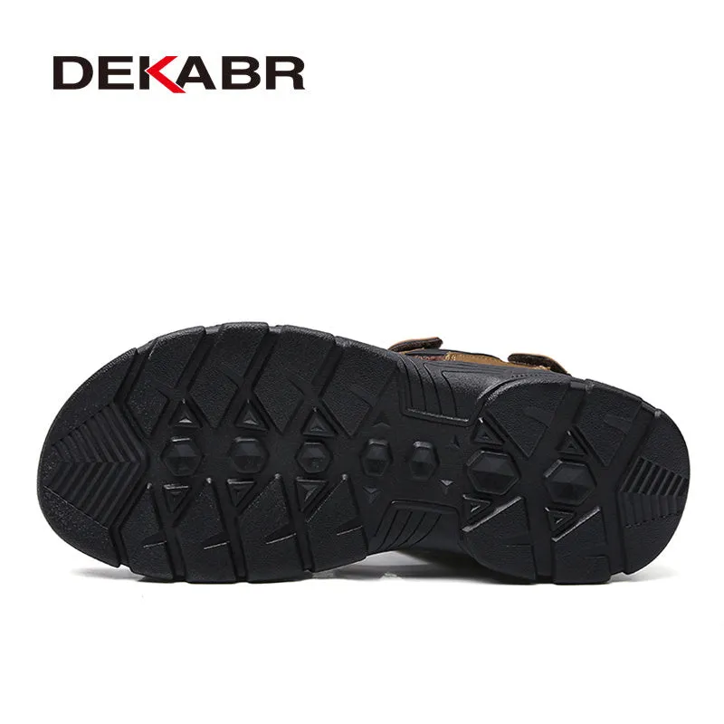 DEKABR Brand Classic Mens Sandals Summer Genuine Leather Sandals Men Outdoor Casual Lightweight Sandal