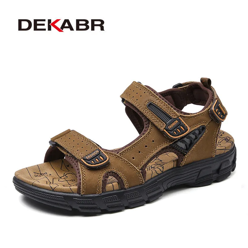 DEKABR Brand Classic Mens Sandals Summer Genuine Leather Sandals Men Outdoor Casual Lightweight Sandal