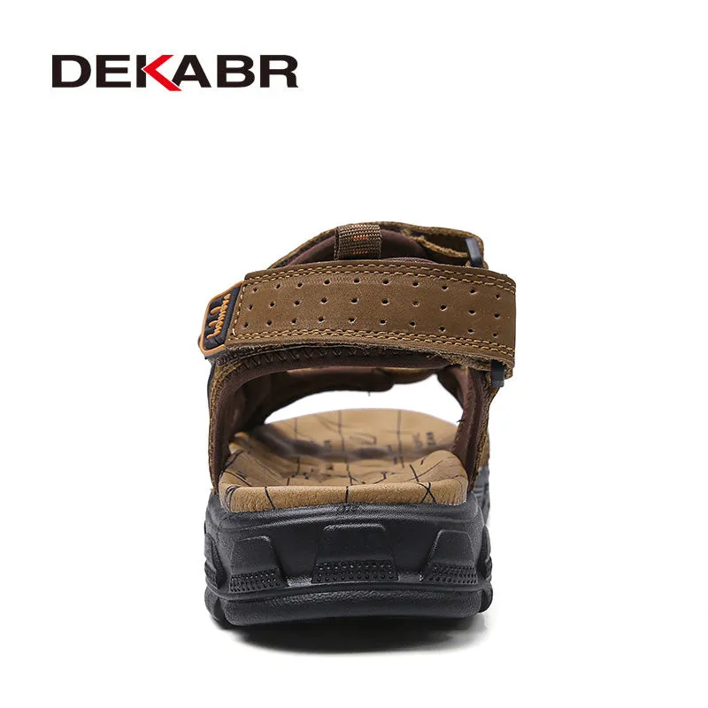 DEKABR Brand Classic Mens Sandals Summer Genuine Leather Sandals Men Outdoor Casual Lightweight Sandal