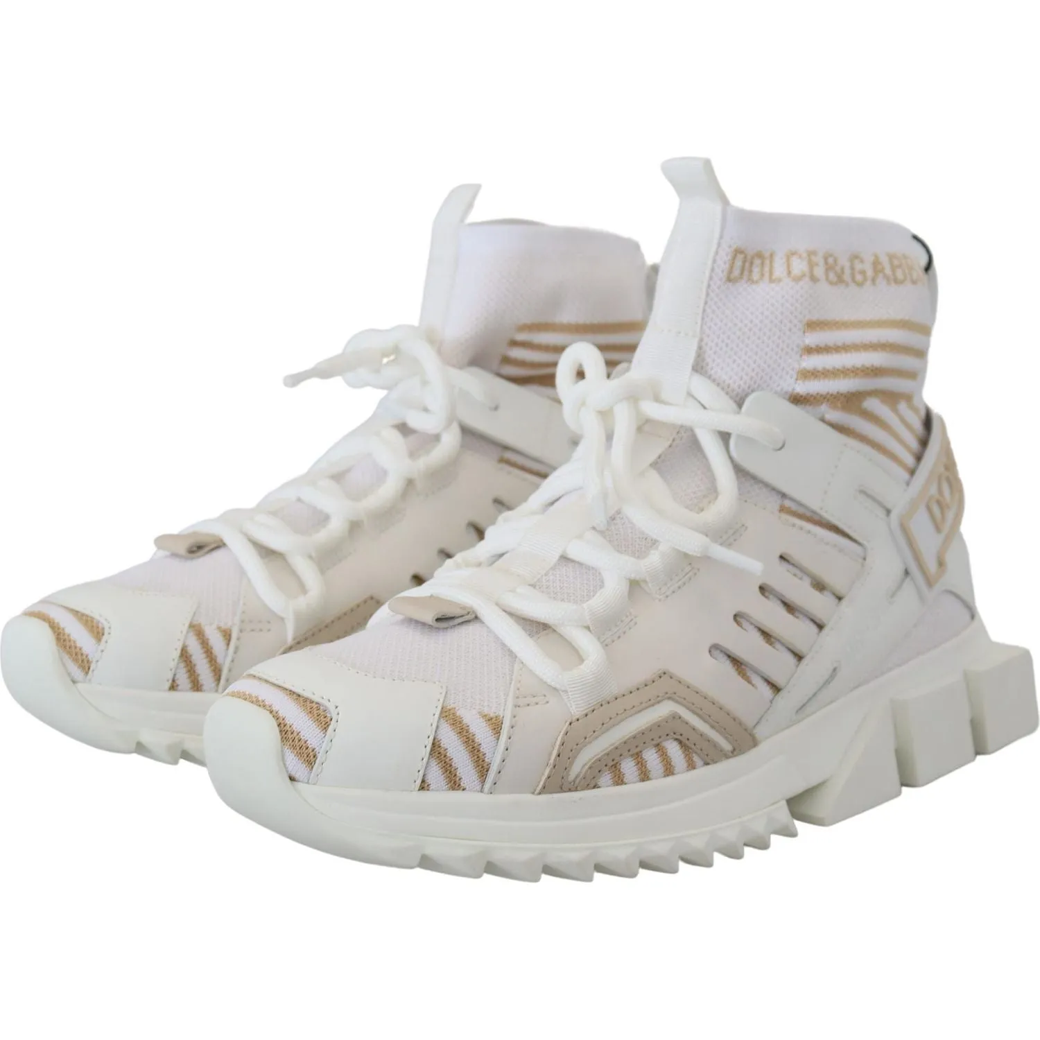 Dolce & Gabbana Elegant White Beige SORRENTO Sneakers