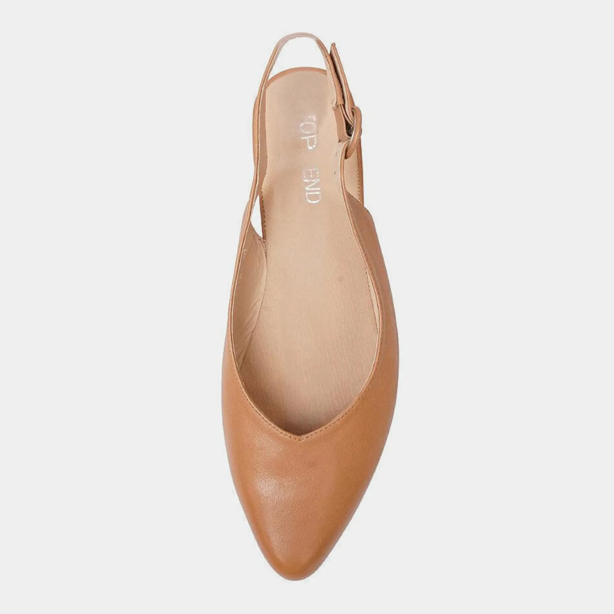 Fairy Dark Tan Leather Slingback Flats