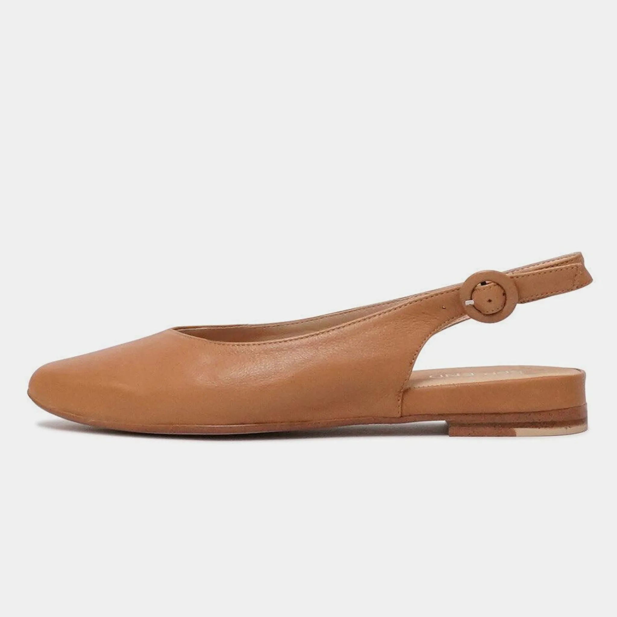 Fairy Dark Tan Leather Slingback Flats