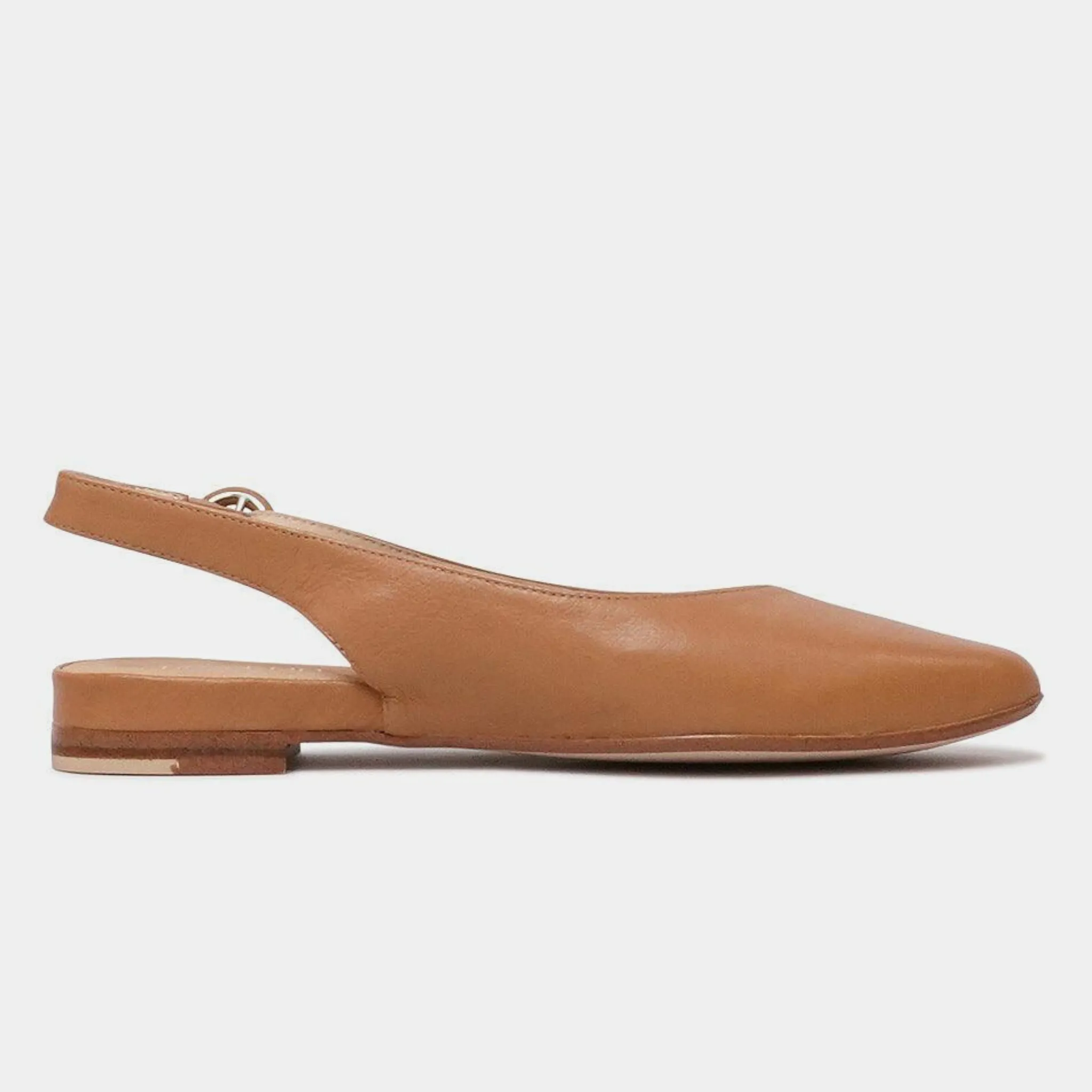 Fairy Dark Tan Leather Slingback Flats