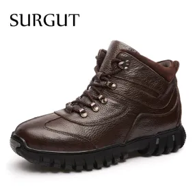 Genuine Leather Military Men Boots Combat Men Infantry Tactical Army Quality Boots Supper Warm Fur Winter Men Snow Boots