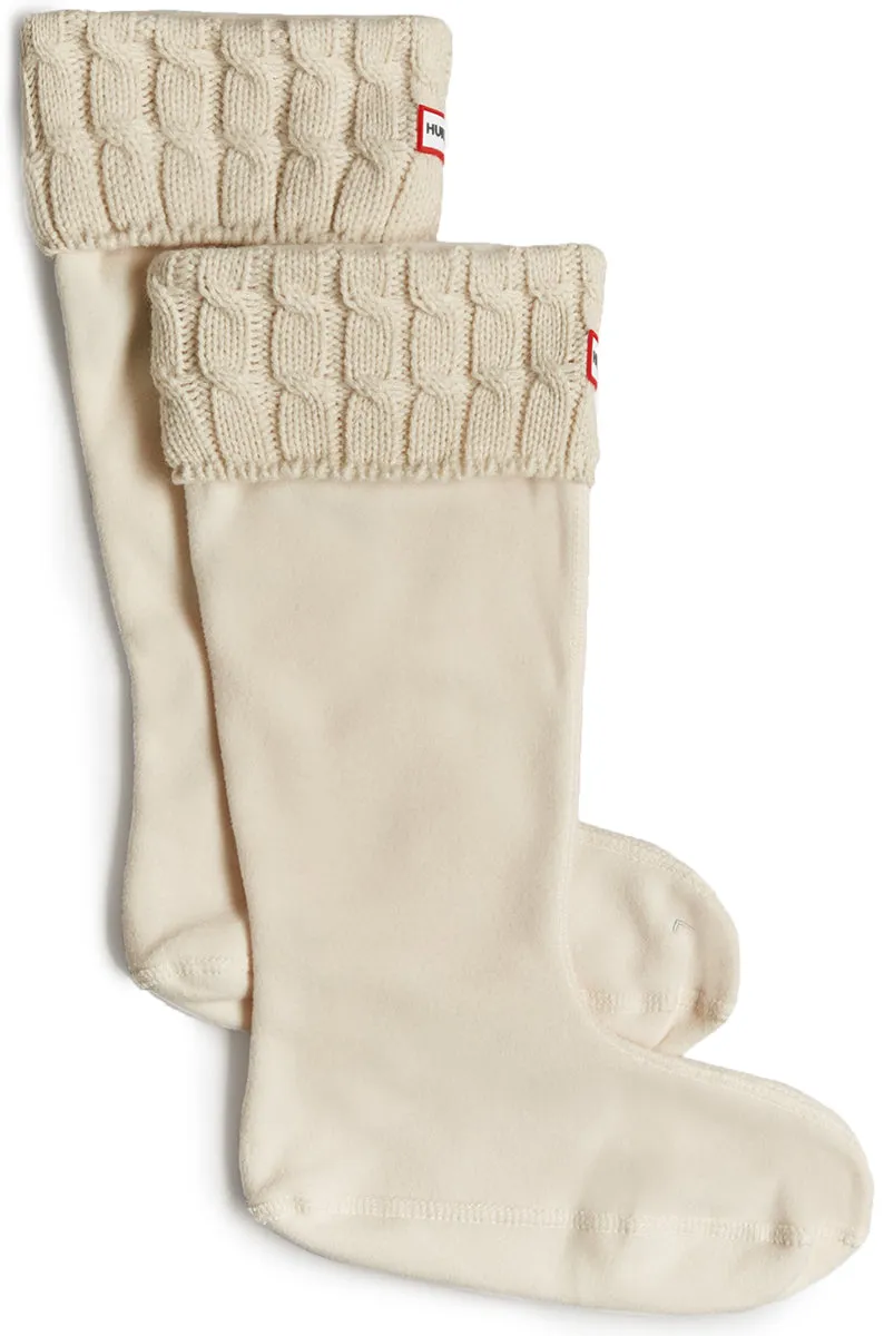 Hunter 6 Stitch Cable Boot Sock In White