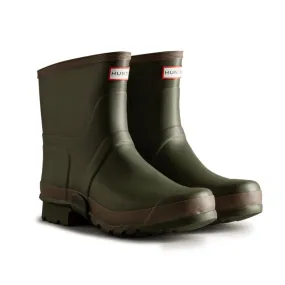 Hunter Gardener Mens Short Wellington Boot - Dark Olive/Clay