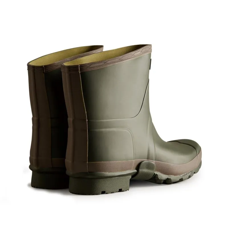 Hunter Gardener Mens Short Wellington Boot - Dark Olive/Clay