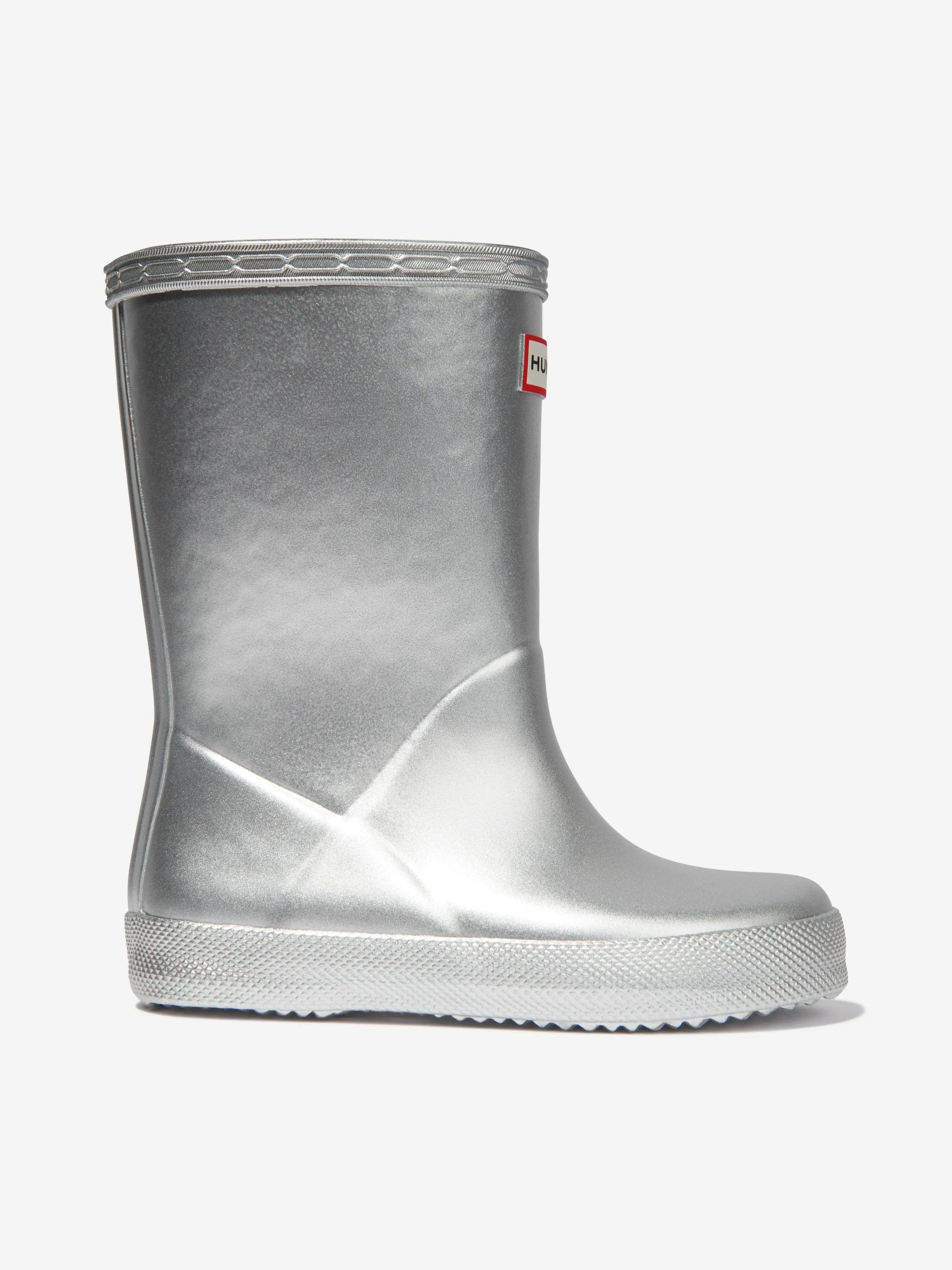 Hunter Girls Original First Classic Metal Wellington Boots in Silver