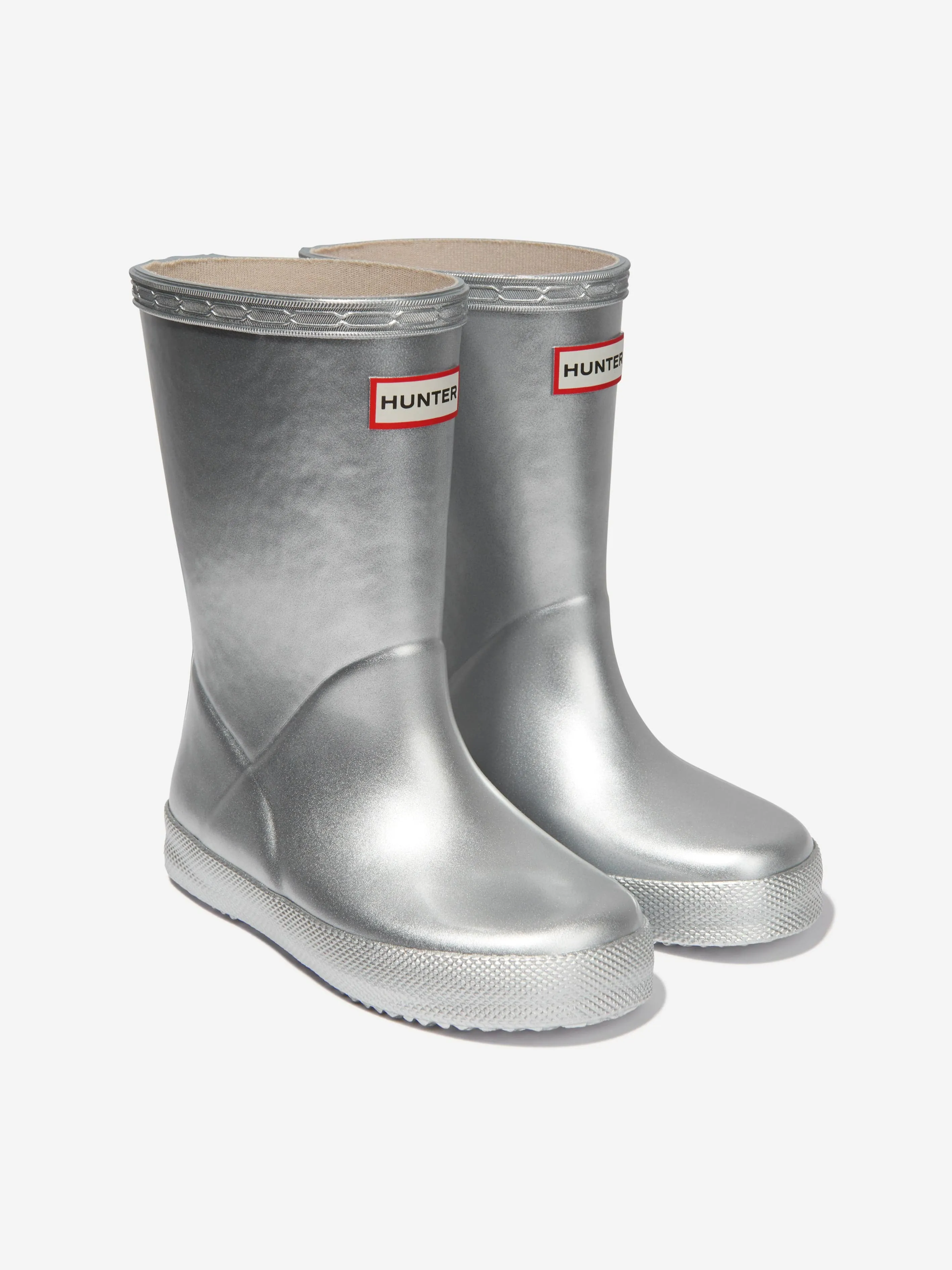 Hunter Girls Original First Classic Metal Wellington Boots in Silver