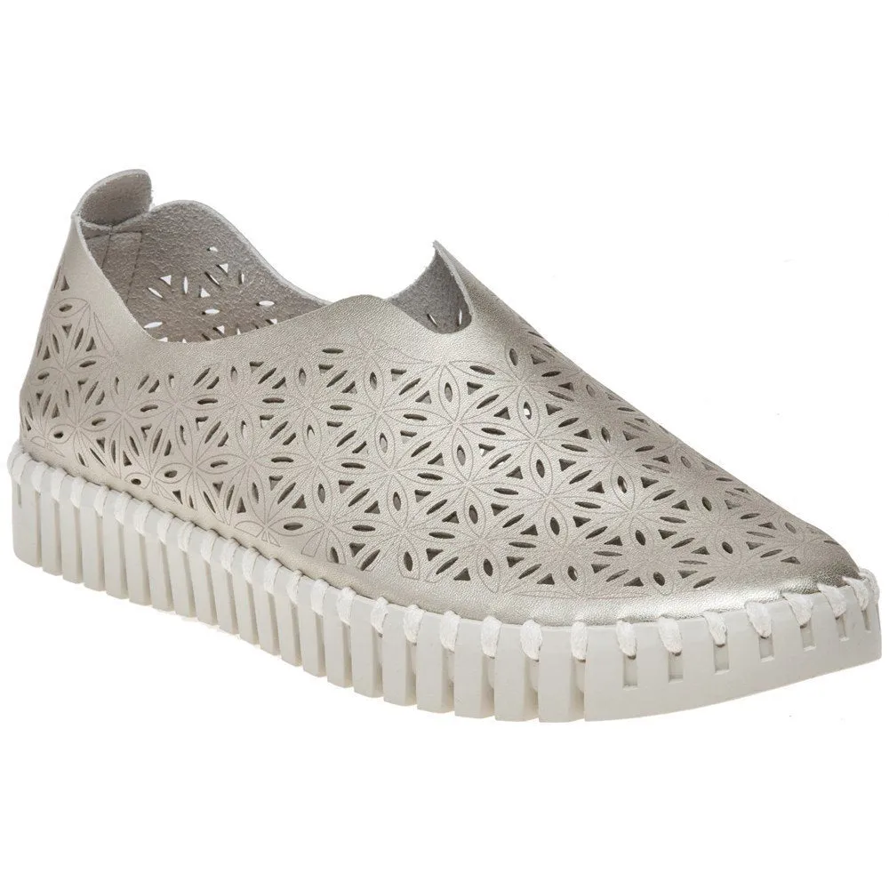 Ilse Jaconbsen Women's Tulip 3576 Metallic Perforated Slip-On Sneaker