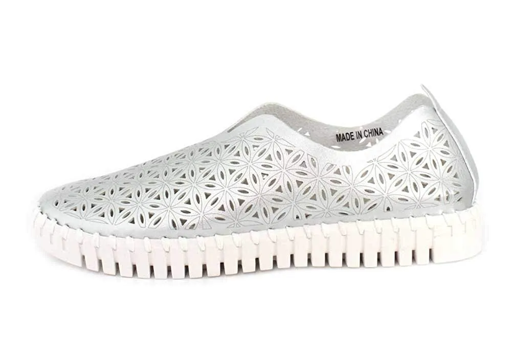 Ilse Jaconbsen Women's Tulip 3576 Metallic Perforated Slip-On Sneaker