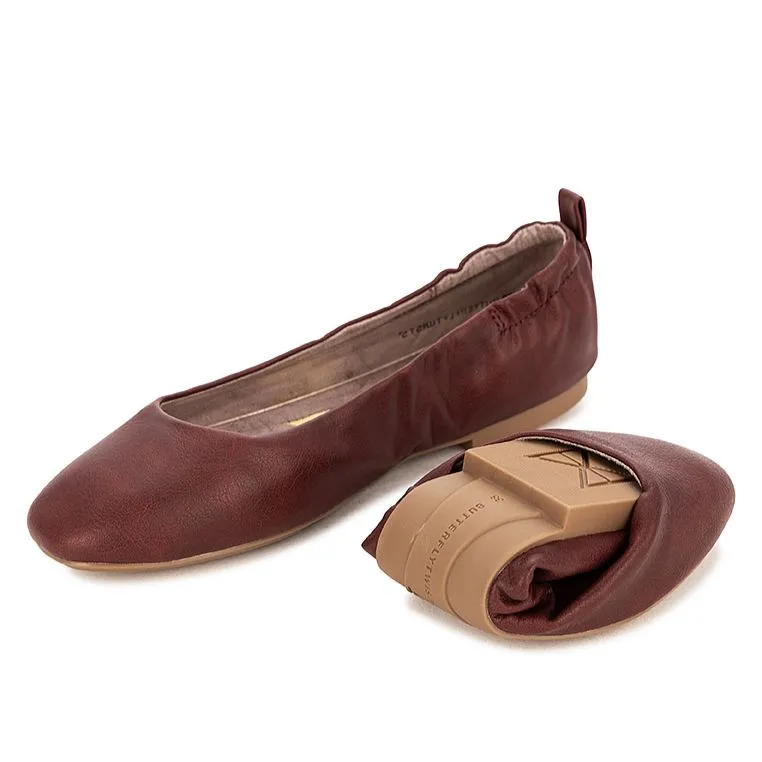 JESSIE Ballet Flat Shoes - Burgundy Malta