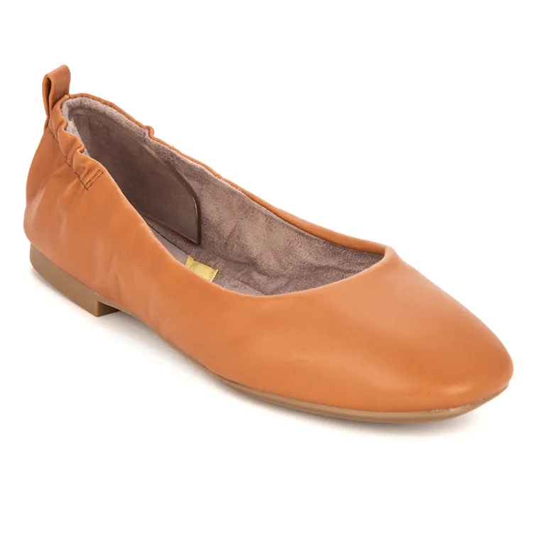 JESSIE Ballet Flat Shoes - Cognac