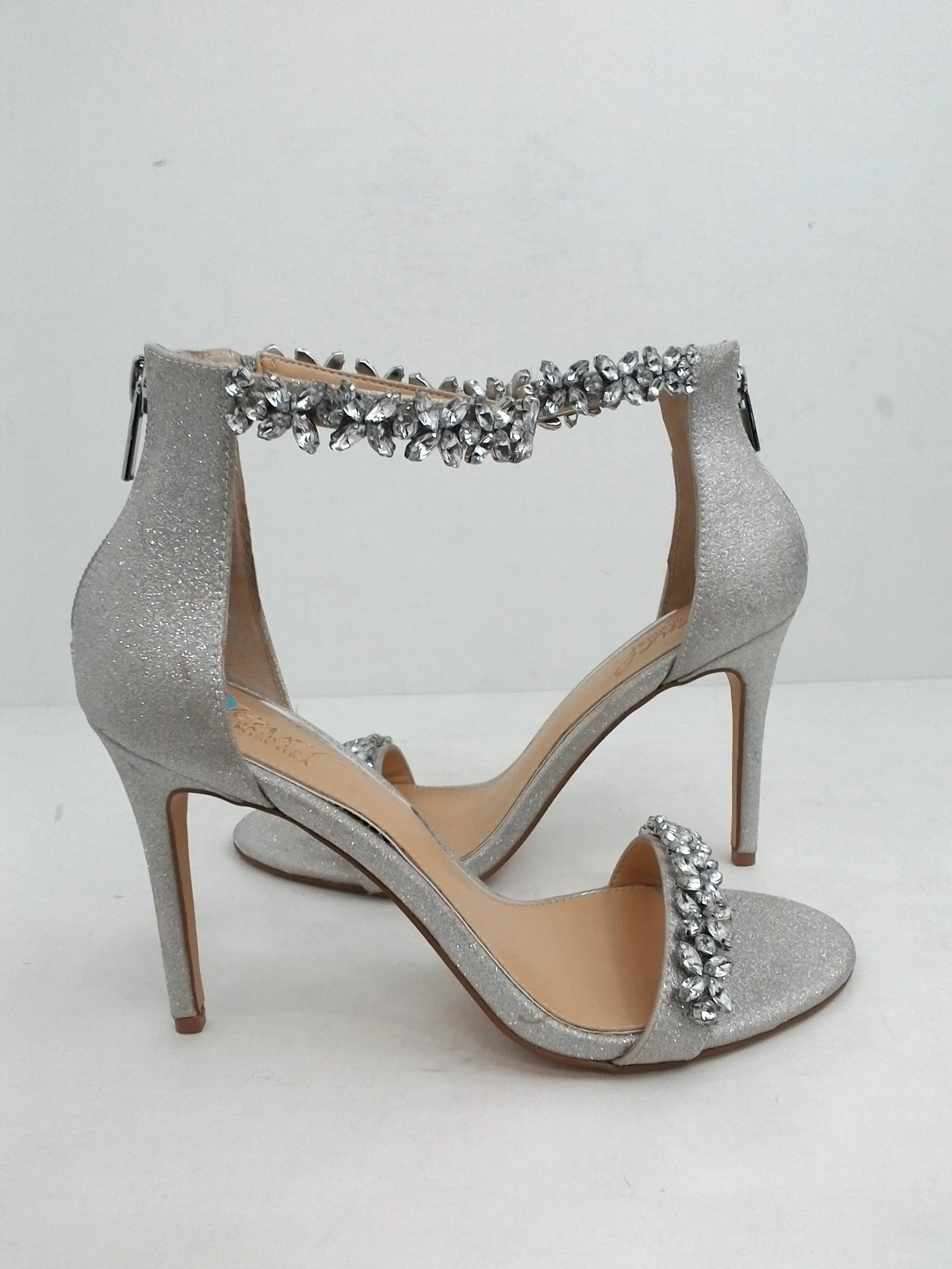 Jewel Badgley Mischka Ramira Evening Shoes, Silver, Sandals Size 7.5 M