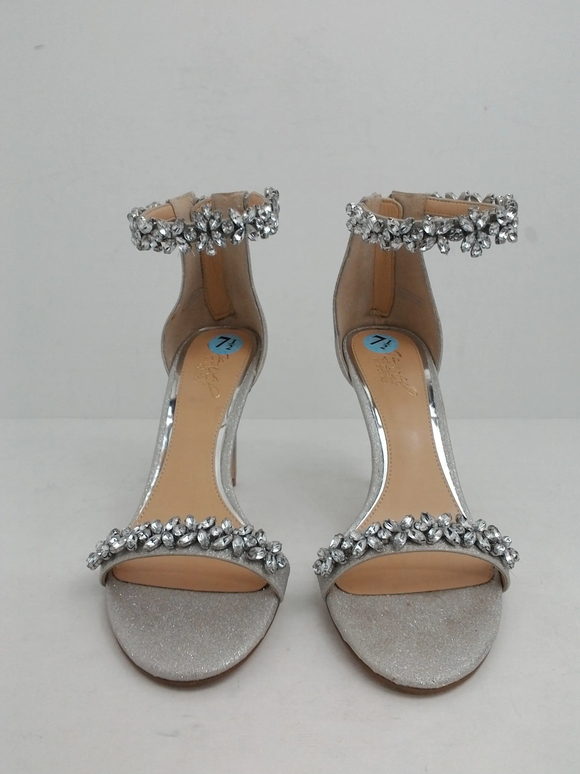 Jewel Badgley Mischka Ramira Evening Shoes, Silver, Sandals Size 7.5 M