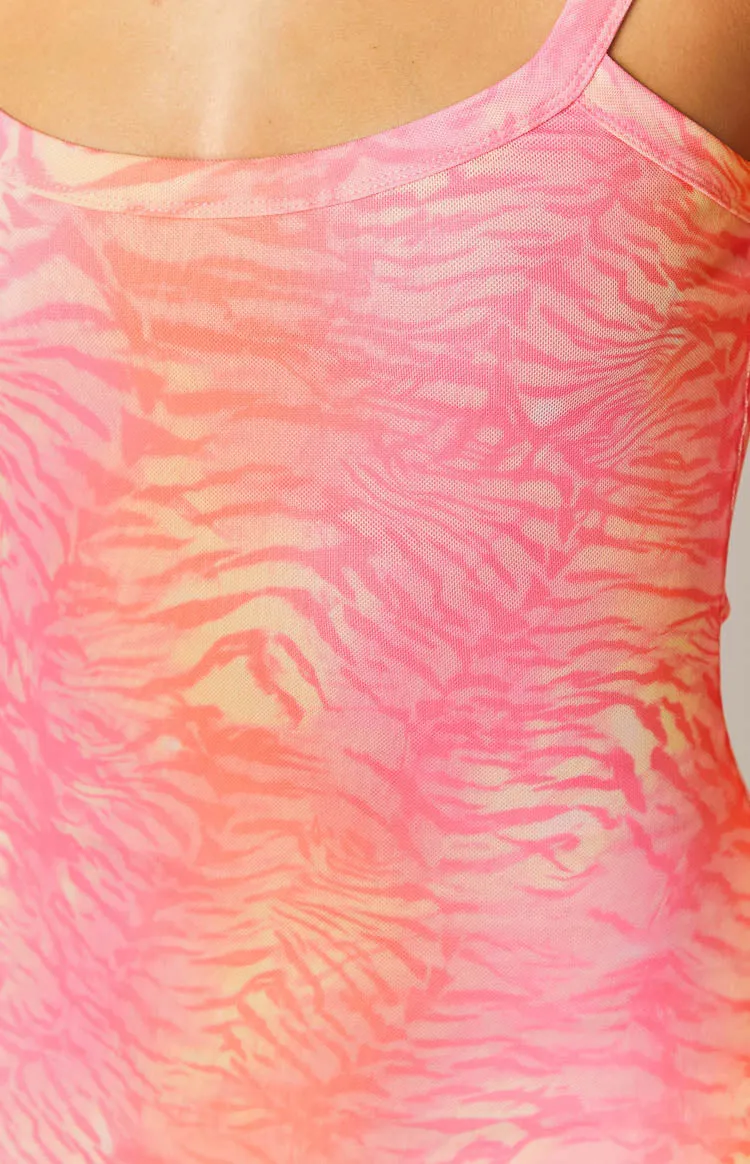 Lana Pink Sunset Tiger Print Mini Dress