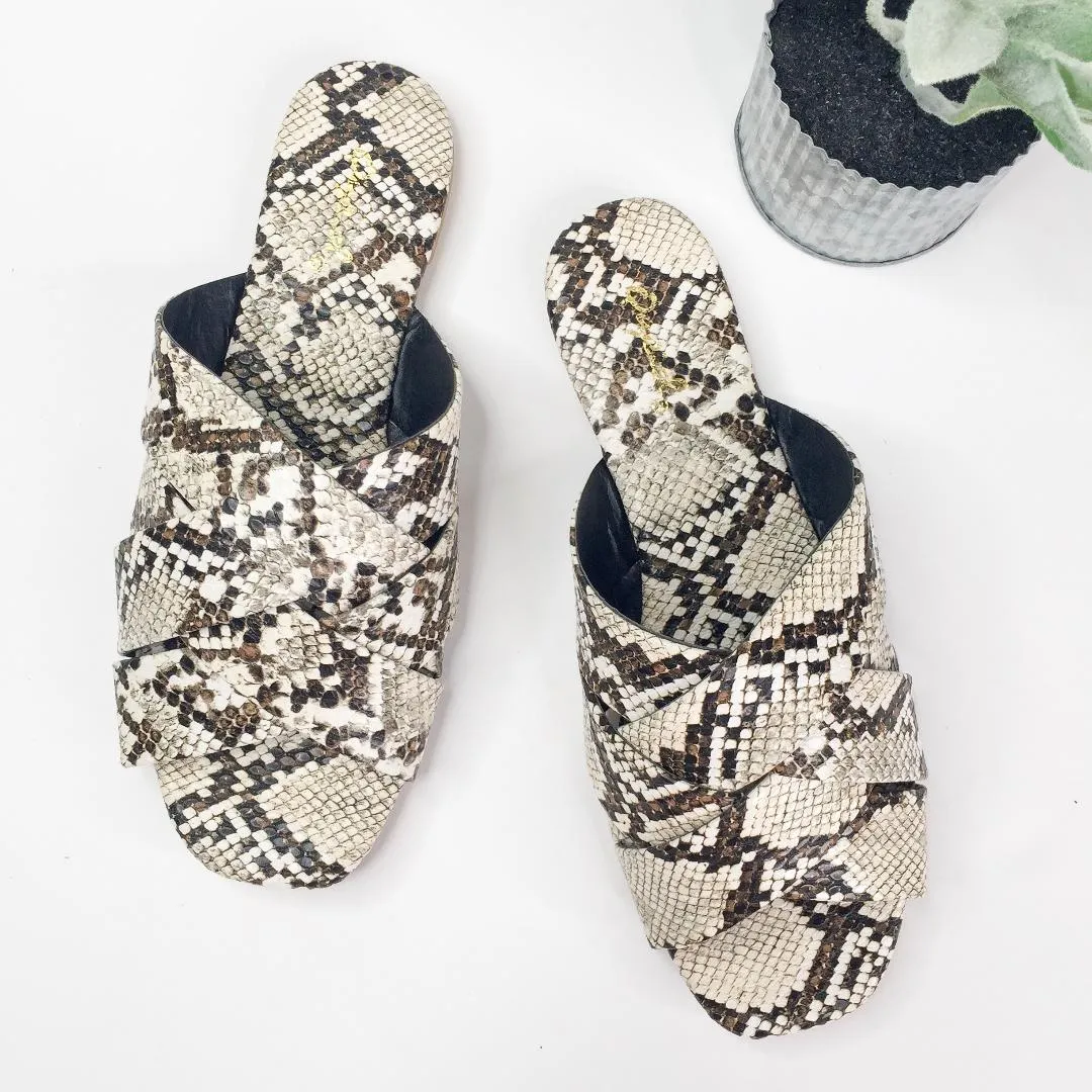 Last Chance Size 6 | Wild At Heart Slide on Sandals in Snakeskin