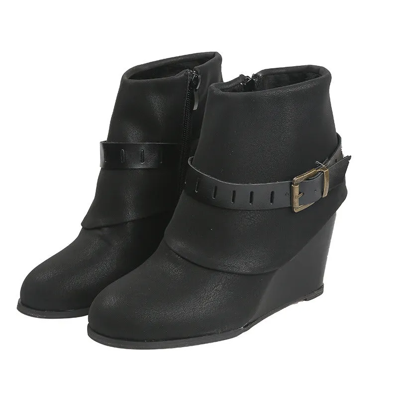 Leather Snow Boots Platform with Zipper