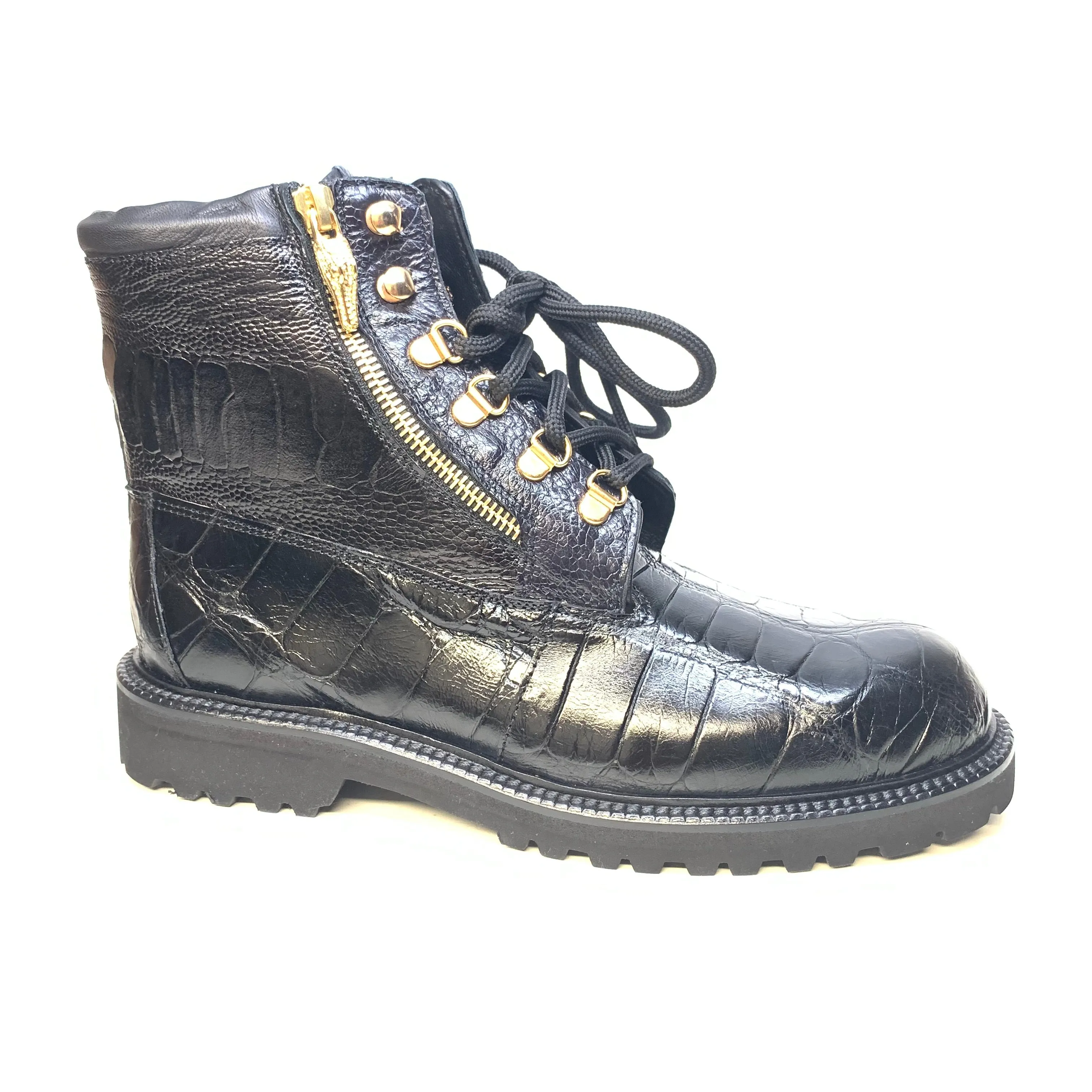 Mauri -3017/1 Black "Hunter" Alligator/Ostrich Boot