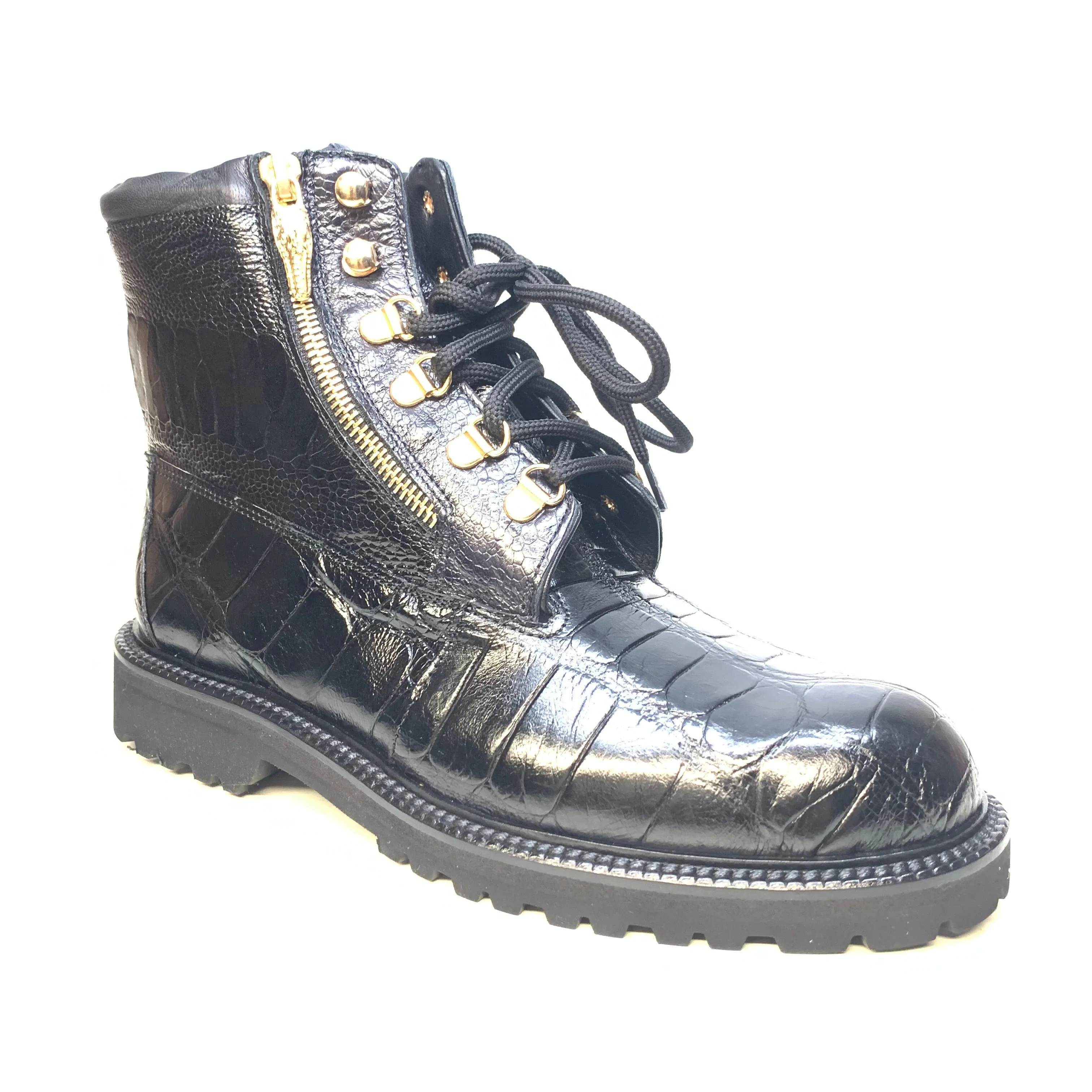 Mauri -3017/1 Black "Hunter" Alligator/Ostrich Boot