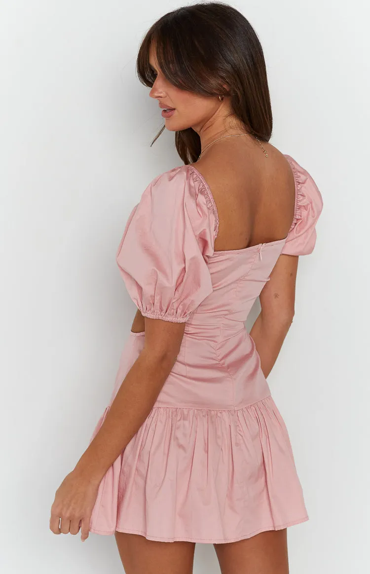 Melea Pink Puff Sleeve Mini Dress