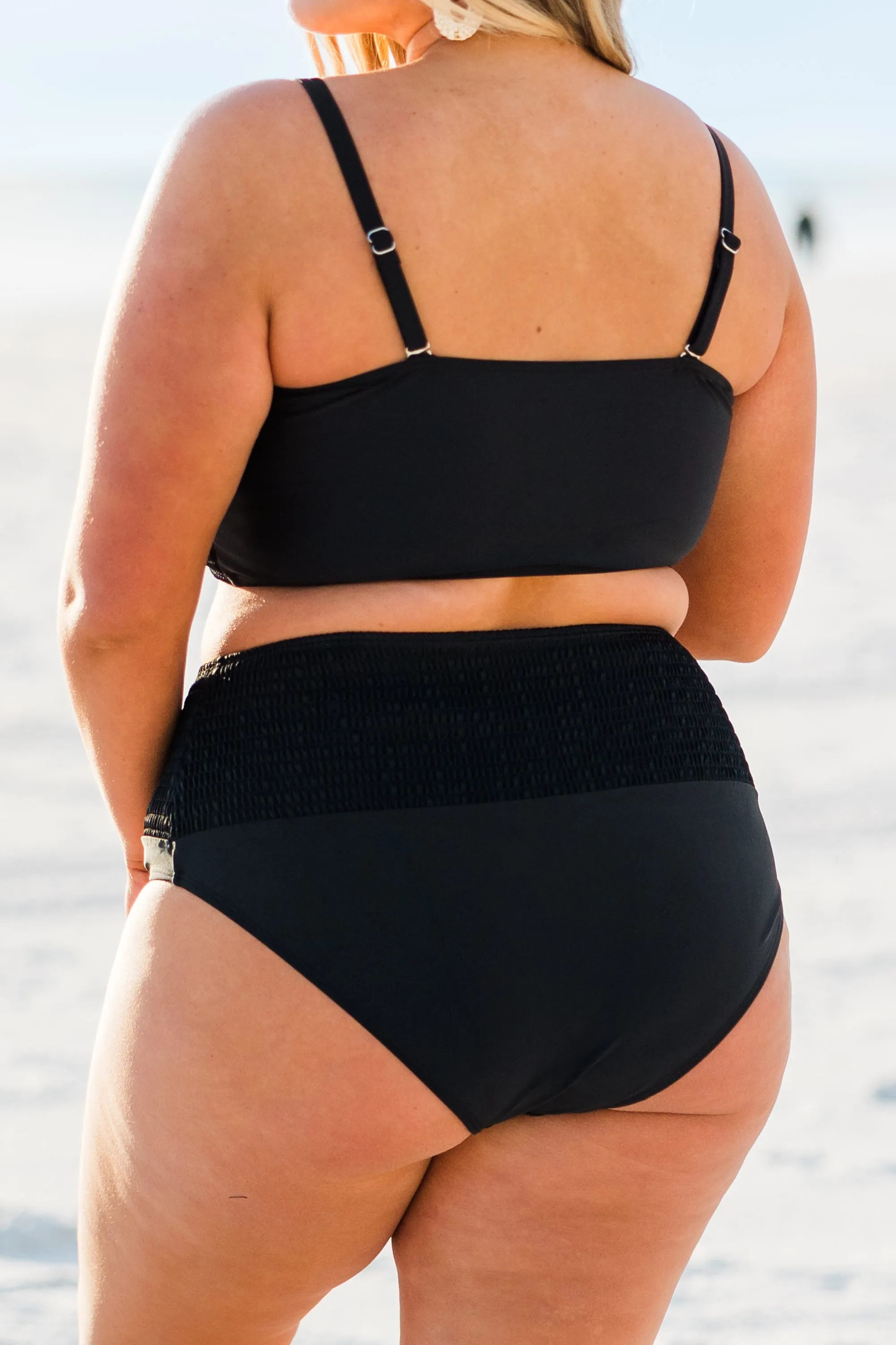 Ms. Crinkle Swim Top, Black