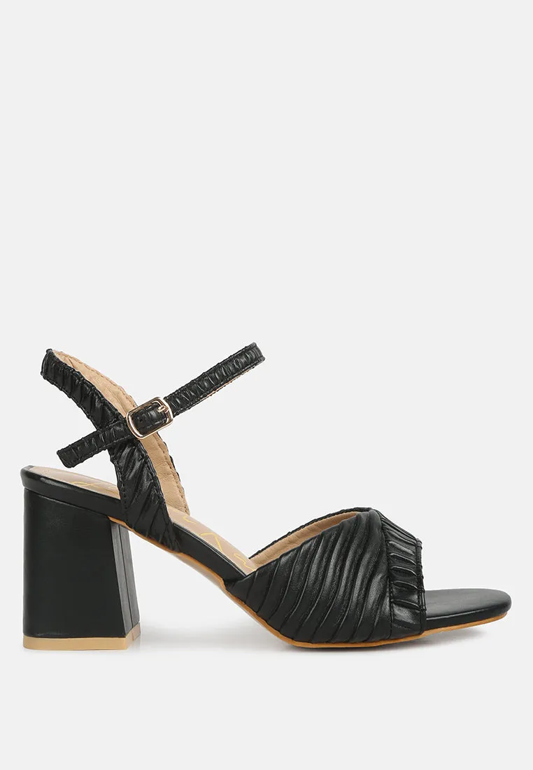 Nicholas Pleated Strap Block Heel Sandals