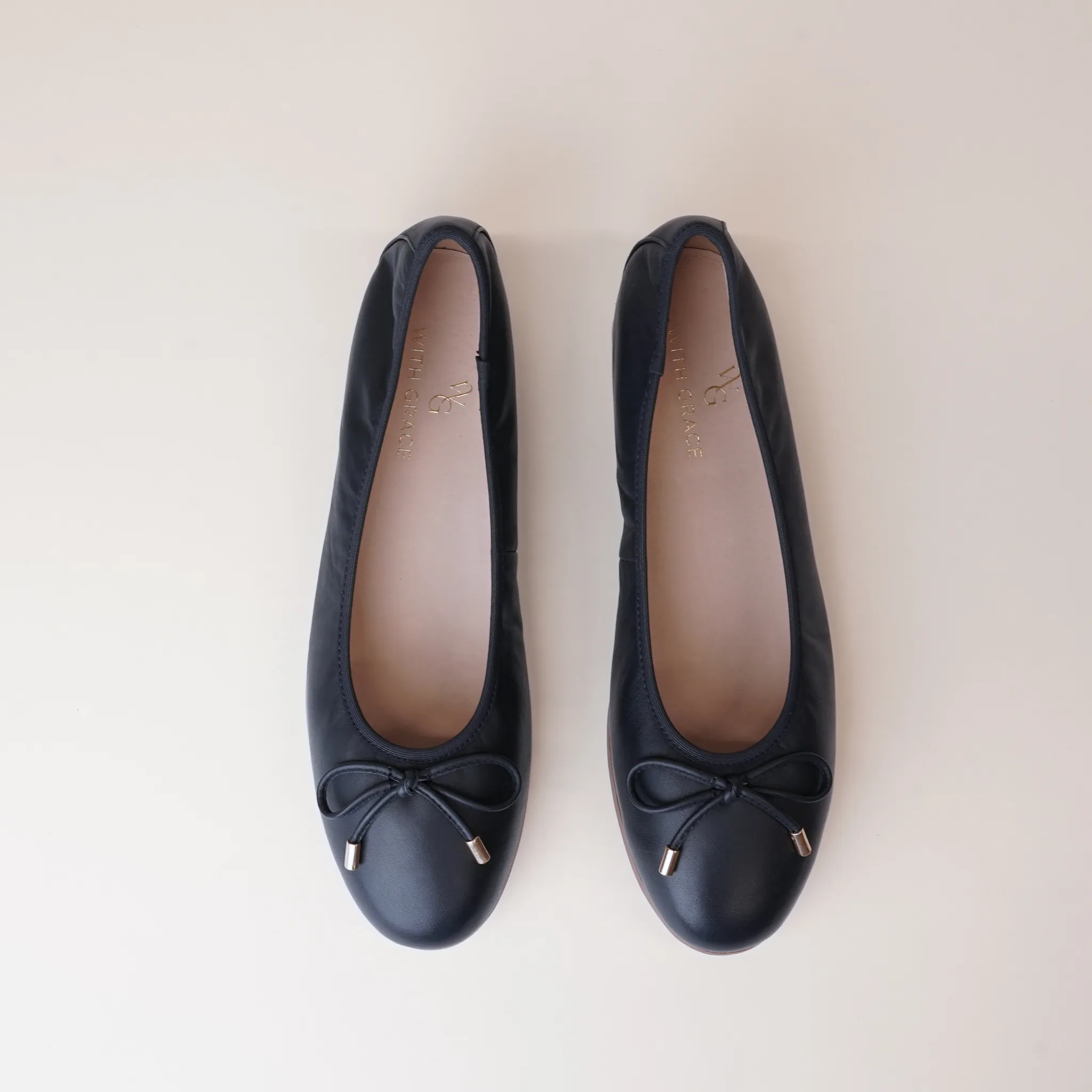 Picture French Navy Leather Ballet Flats