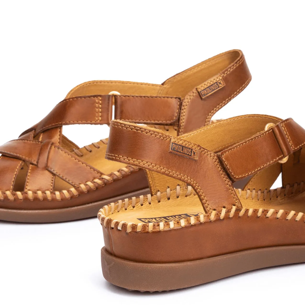 Pikolinos Cadaques W8K-0741 Ladies Brandy Leather Touch Fastening Sandals