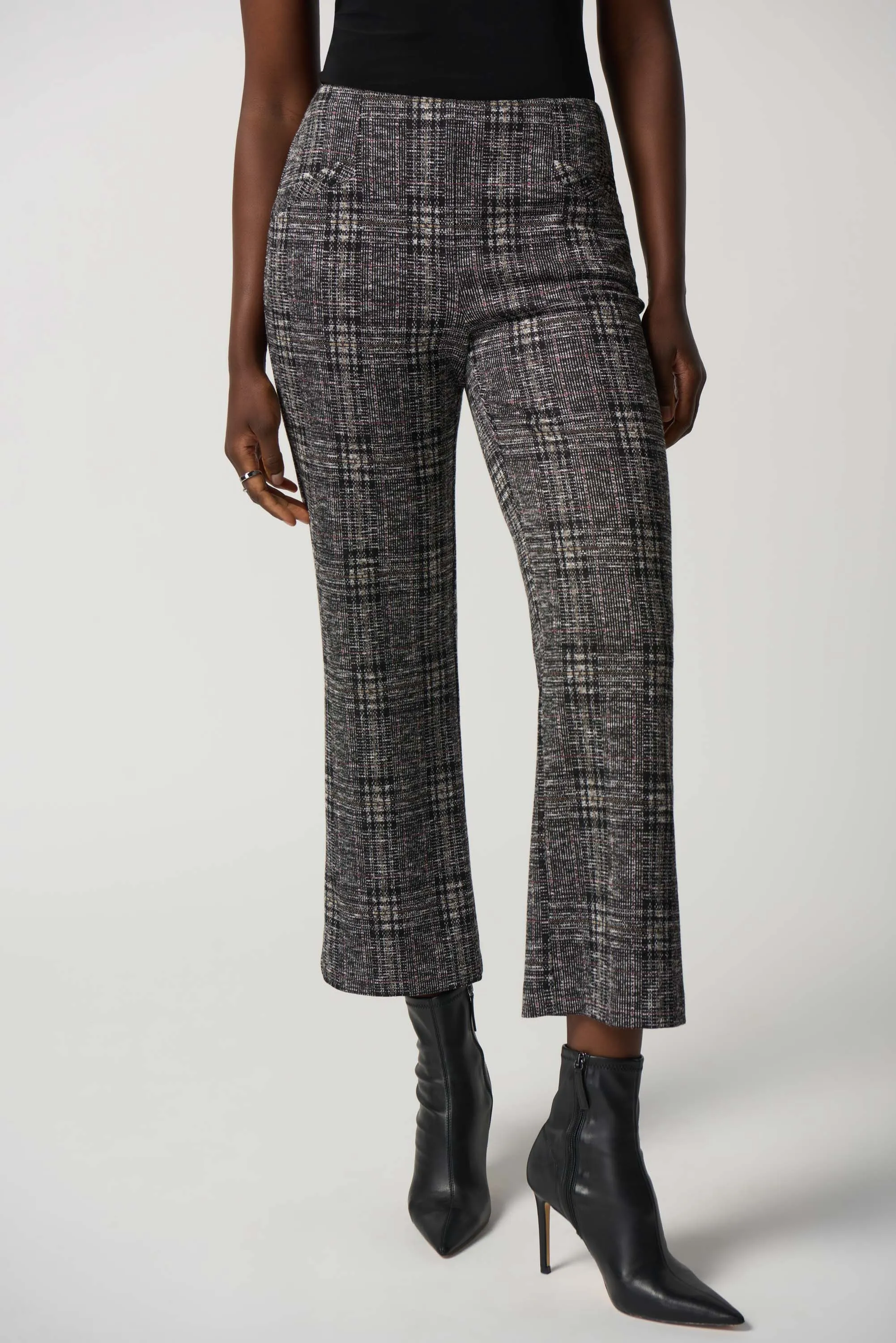 Plaid Jacquard Cropped Pants