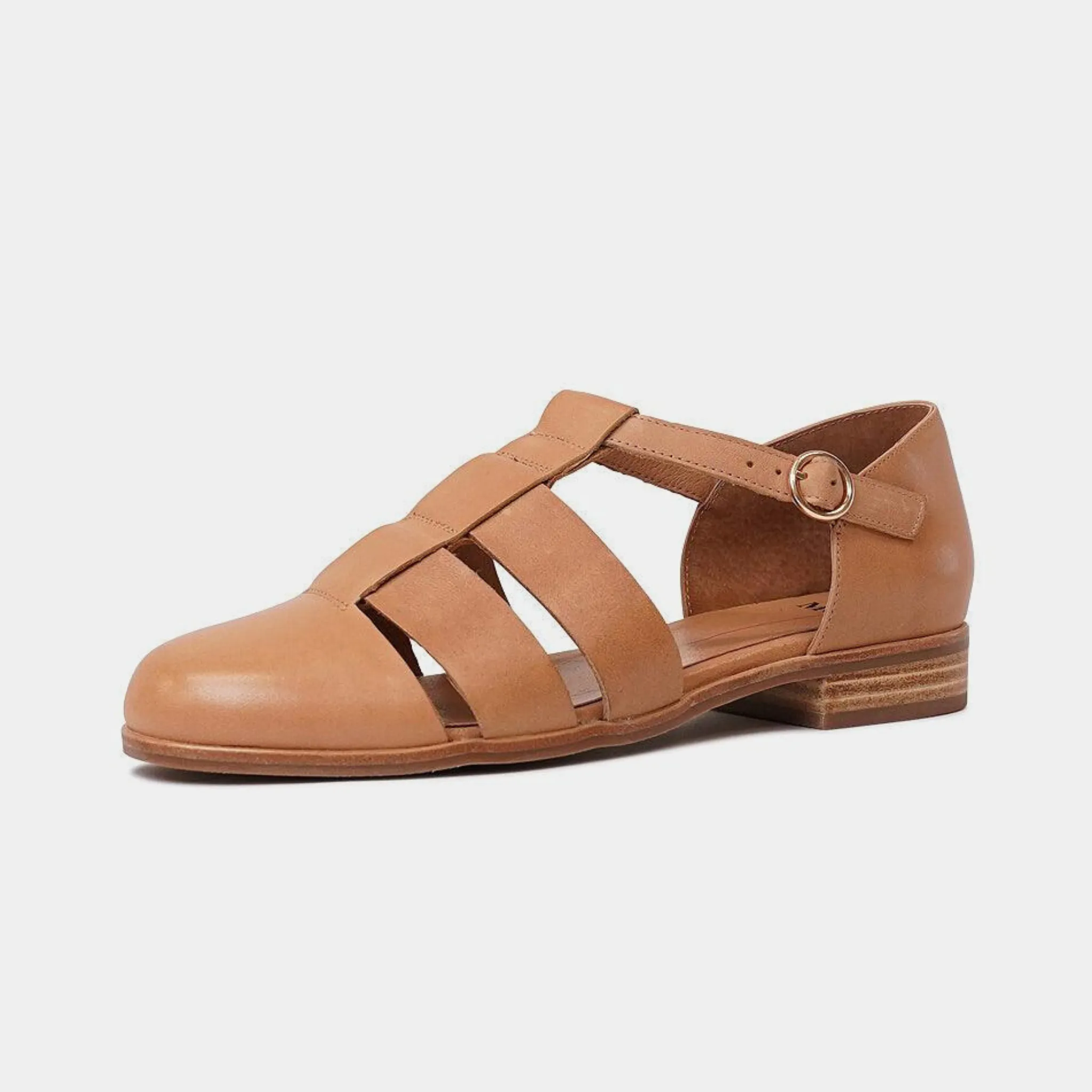 Quizzed Camel Leather Flats