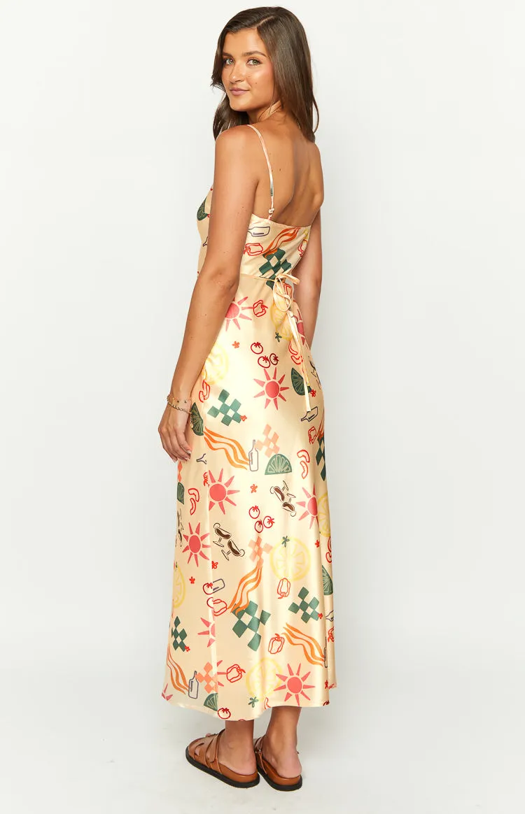 Renesmee Golden Escape Yellow Print Maxi Dress