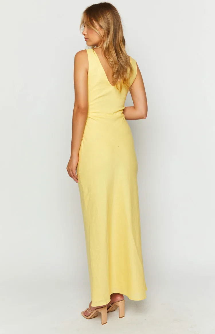 Resorts Yellow Linen Blend Maxi Dress