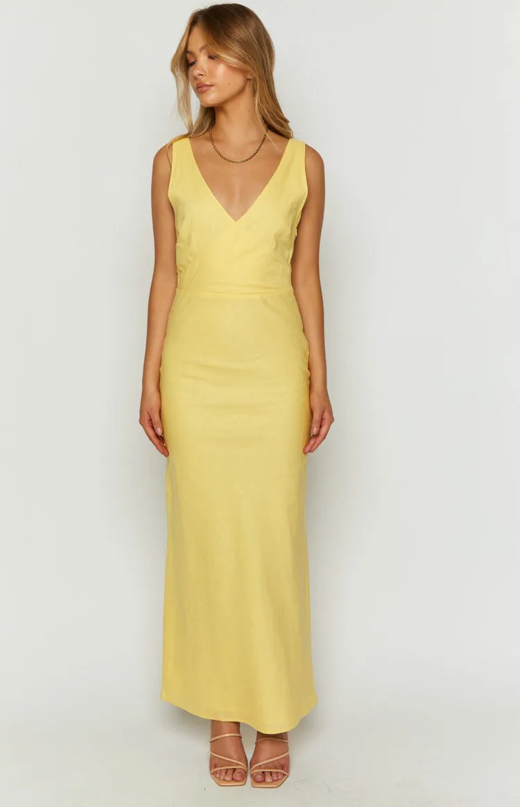 Resorts Yellow Linen Blend Maxi Dress