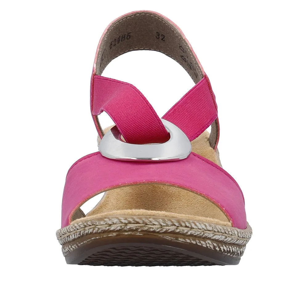 Rieker 624H6-32 Ladies Pink Slip On Sandals