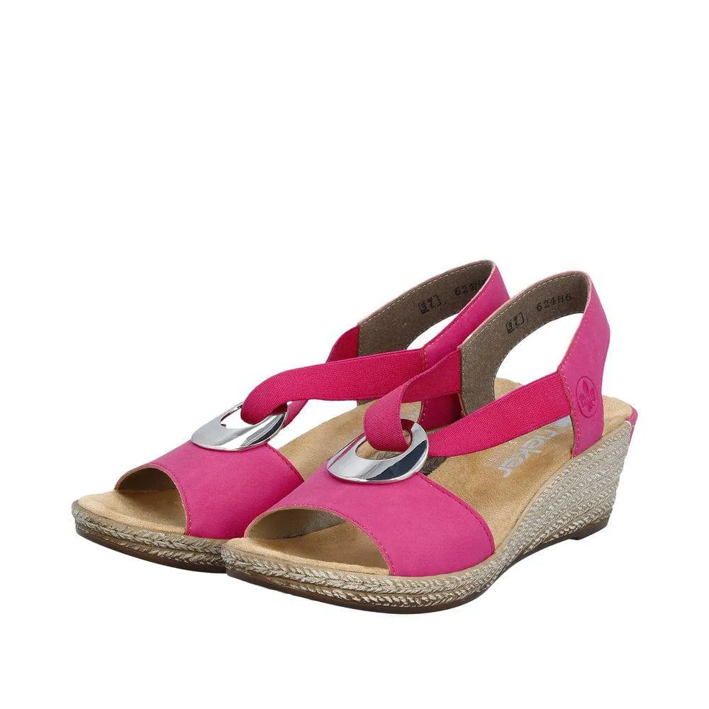 Rieker 624H6-32 Ladies Pink Slip On Sandals