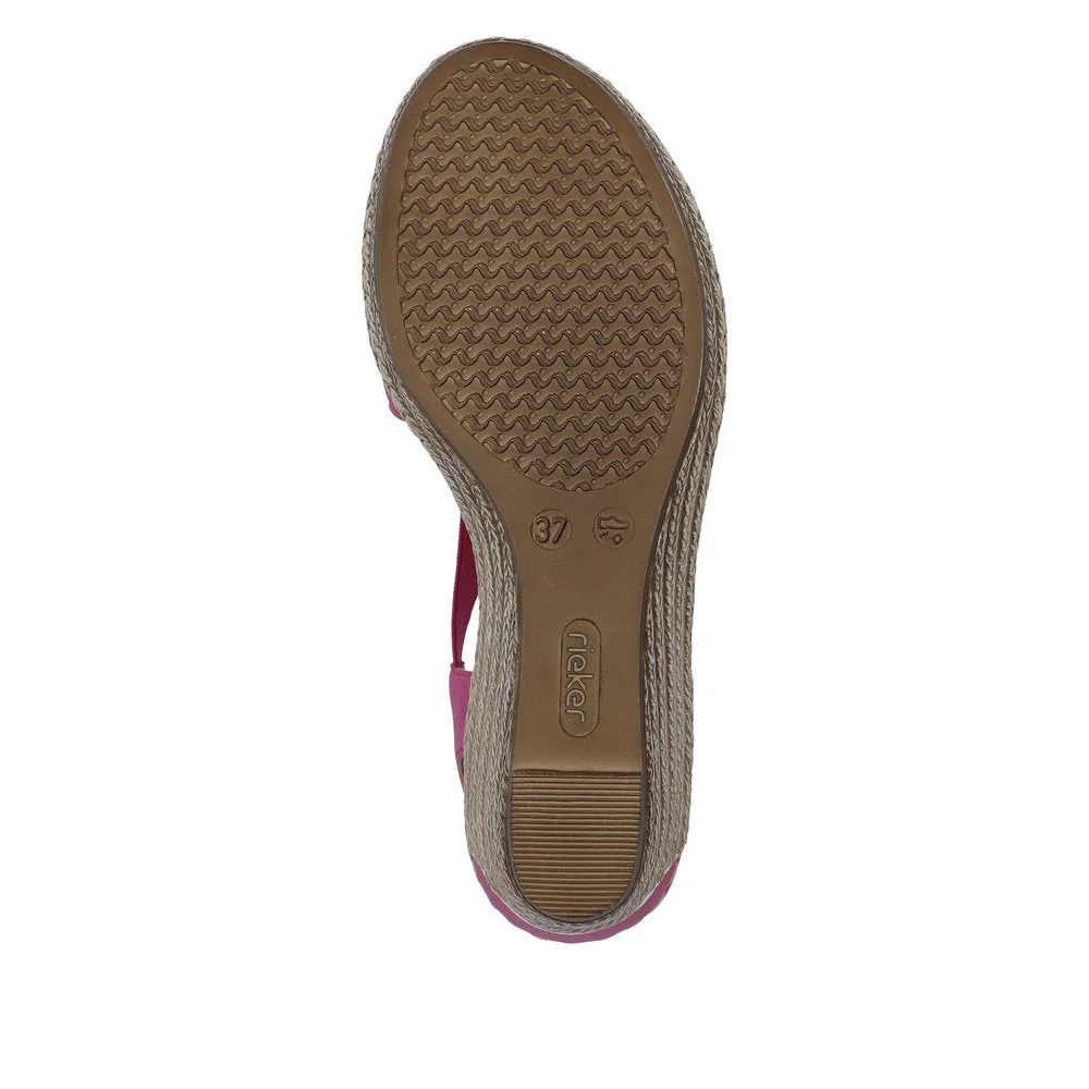 Rieker 624H6-32 Ladies Pink Slip On Sandals