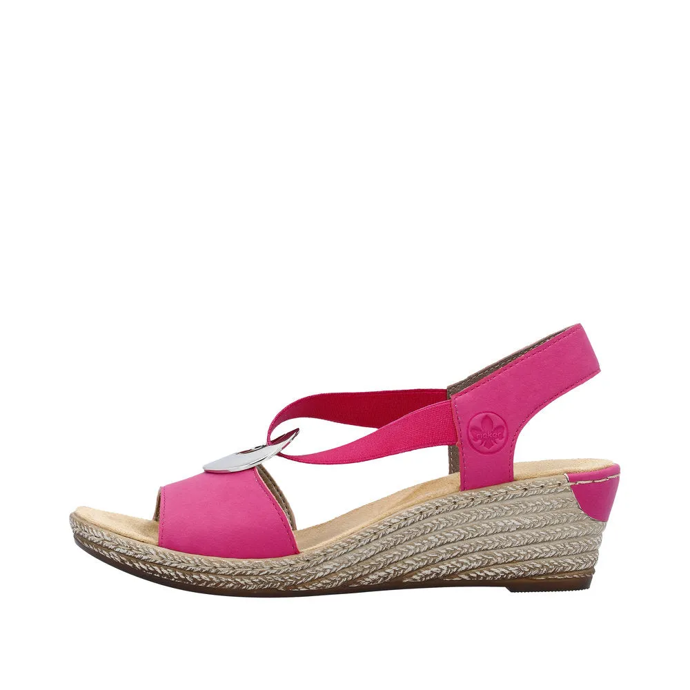 Rieker 624H6-32 Ladies Pink Slip On Sandals