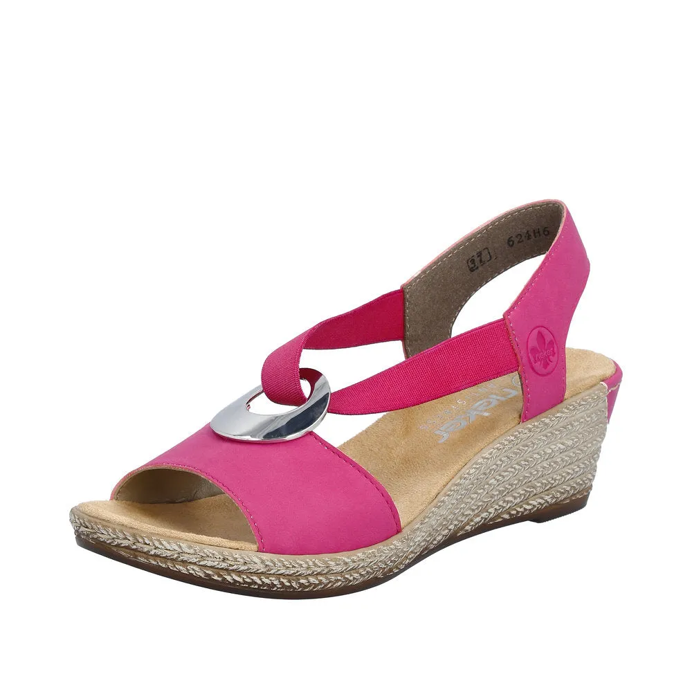 Rieker 624H6-32 Ladies Pink Slip On Sandals