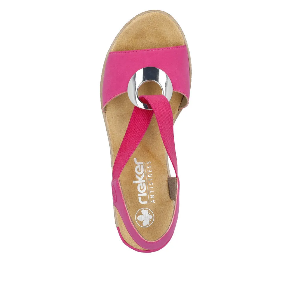 Rieker 624H6-32 Ladies Pink Slip On Sandals