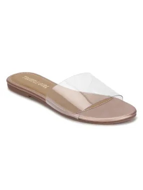 Rose Gold PU Perspex Clear Flats