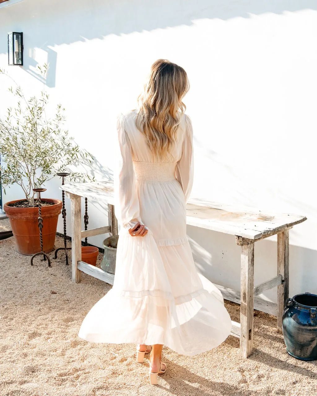 Salty Kisses Ivory Tiered Maxi Dress