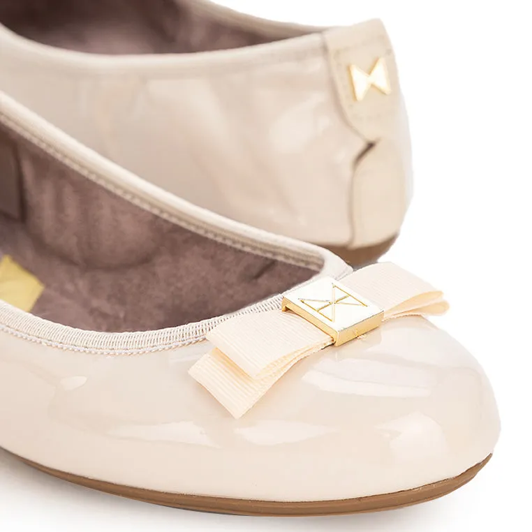 SHEA Ballet Flat Shoes - Beige Patent