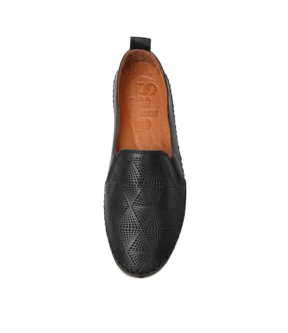 Siddle Black Leather Flats